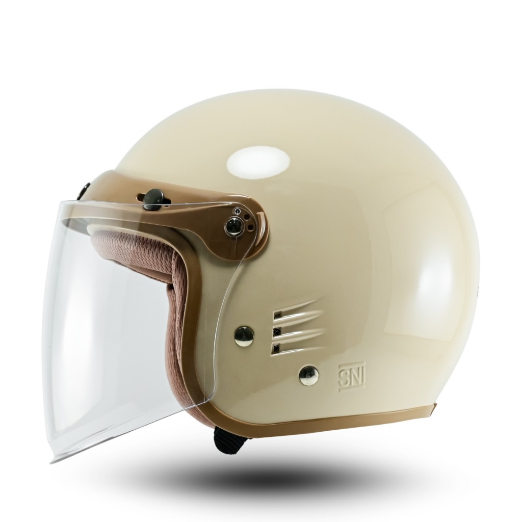 Helm Bogo Solid Luminos Terbaru Pria Wanita Kekinian SNI Dewasa kaca flat - Gambar 4