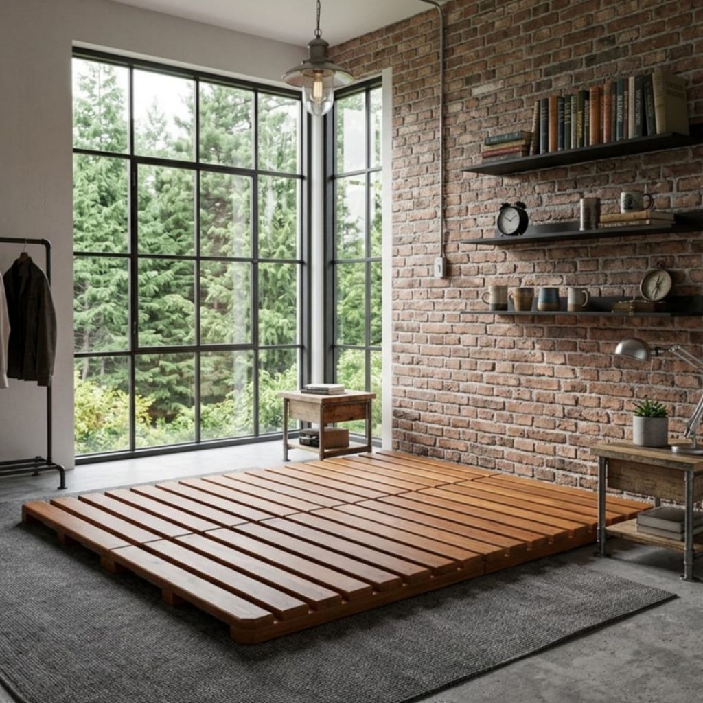 Dipan Palet Kayu 160x200 cm Jati Perhutani Allgrade Tinggi 4 cm Model Bongkar Pasang - senaly - - Gambar 4