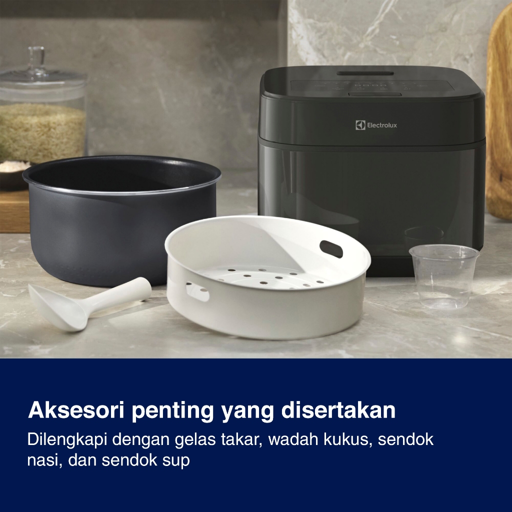 Electrolux Digital Rice Cooker 1.8 liter Penanak nasi dengan 12 menu masak Fungsi delay Tetap hangat 24 jam Panci anti lengket E5RC1-610P - Gambar 4