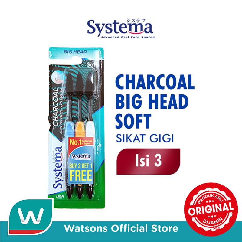 Systema Sikat Gigi Charcoal Big Head 3'S