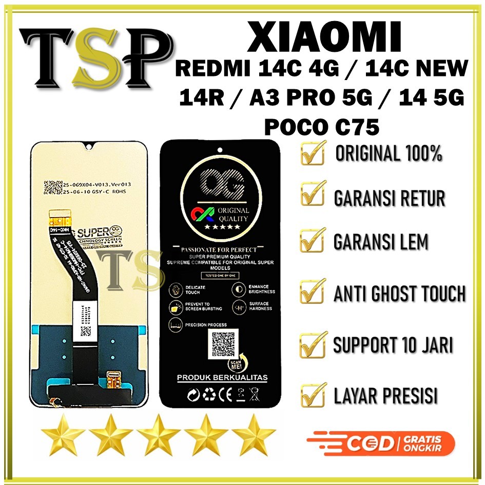 LCD TOUCHSCREEN XIAOMI REDMI 14C 4G / 14C NEW / 14R A3 / PRO  5G PRO 4G / POCO C75 COMPLETE  FULLSET
