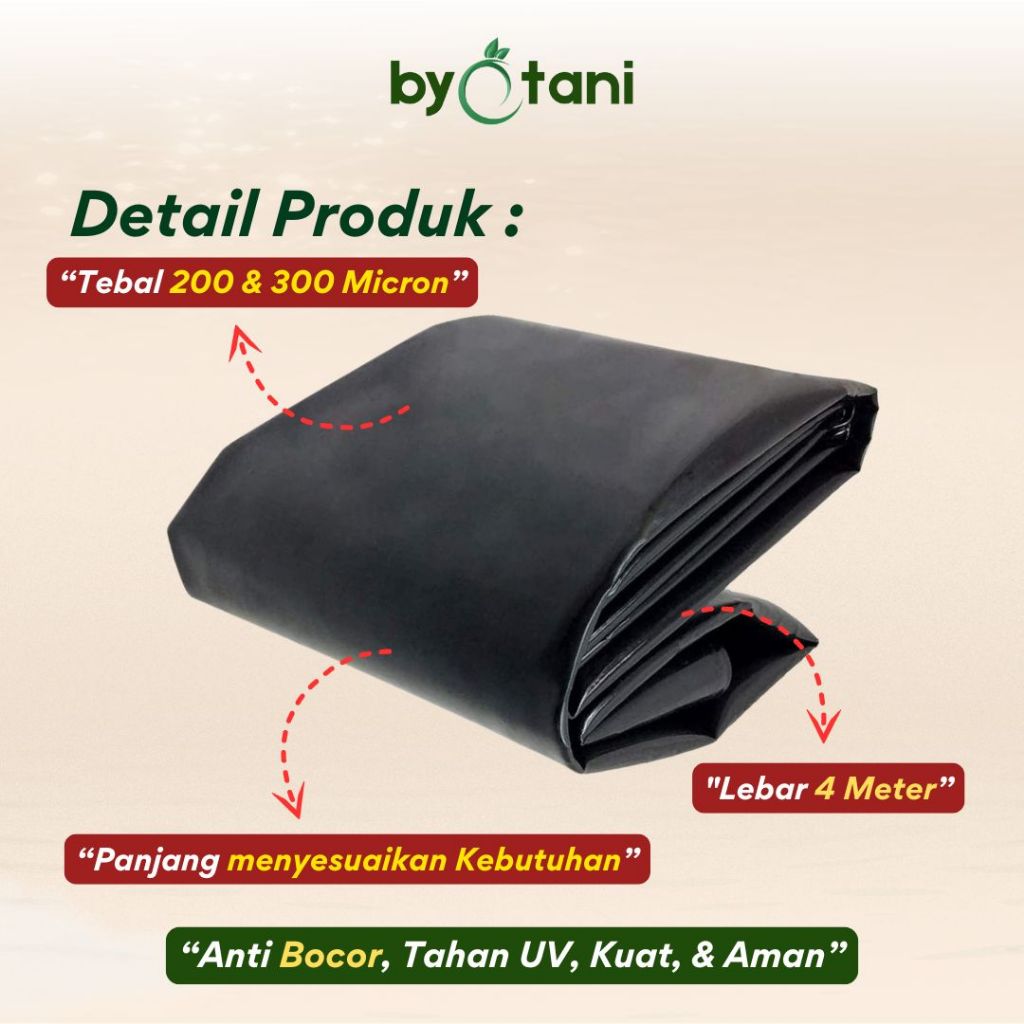 Plastik HDPE Geomembrane Tebal 200 Micron Lebar 2 Meter - Gambar 3