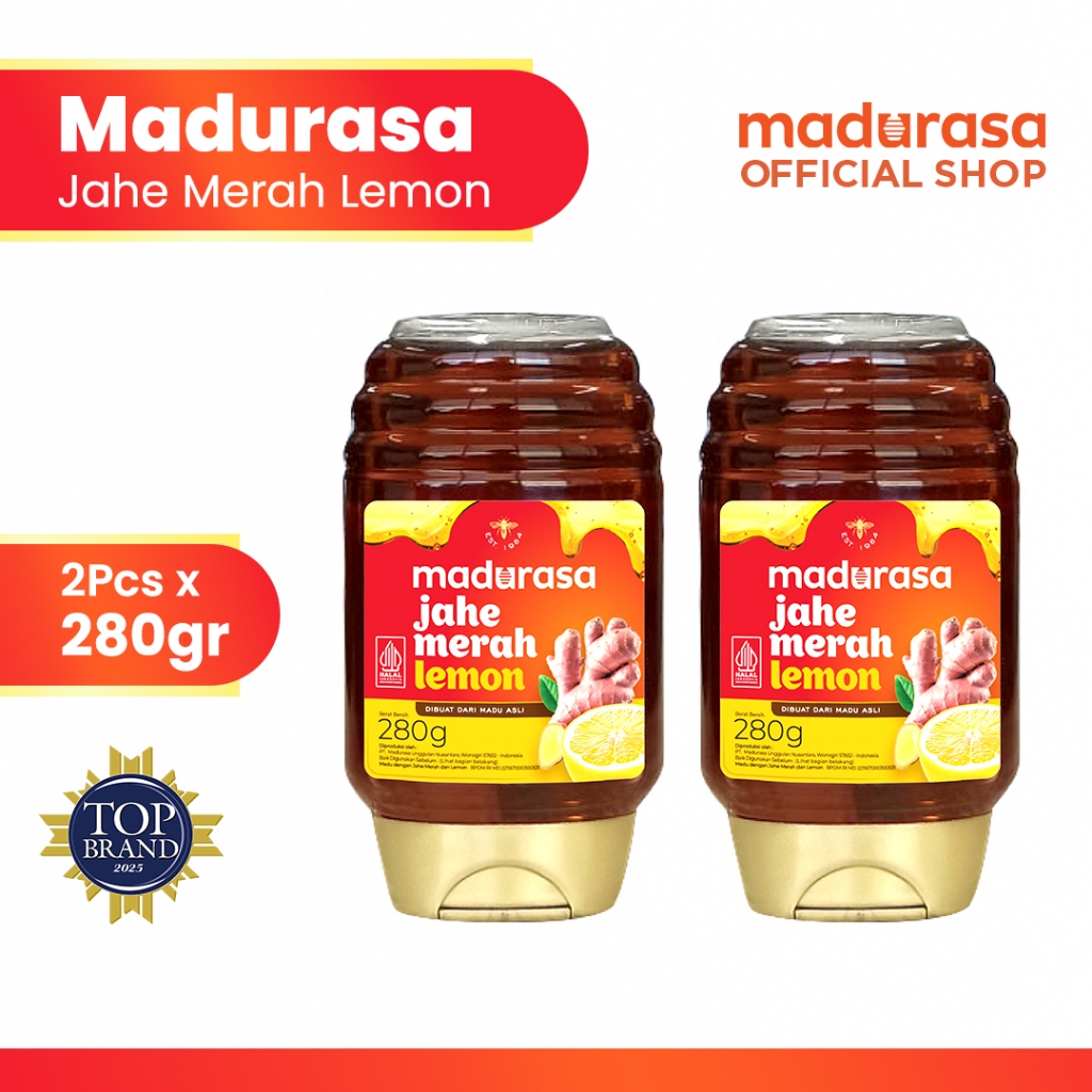 Madurasa Jahe Merah Lemon Botol PET 280Gr (2) - Madu Murni - Gambar 2