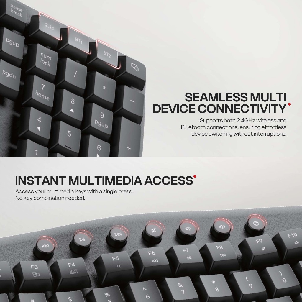 Fantech Aera Arch WKM71 / WKM-71 Wireless Ergonomic Multimedia Keyboard & Mouse Combo - Gambar 2