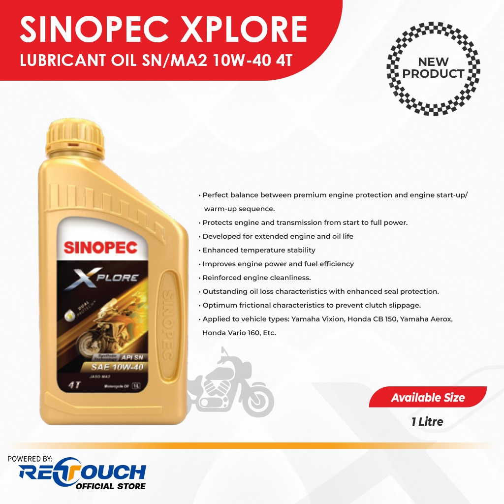 Sinopec Oli Motor 4T Asli Full Synthetic SN SL MA2 MB 5W-40 10W-40 10W-30 15W-40 20W-50 Oli Mesin Matic B3b3k Sport 0.8L 1L Halus Irit BBM - Gambar 4
