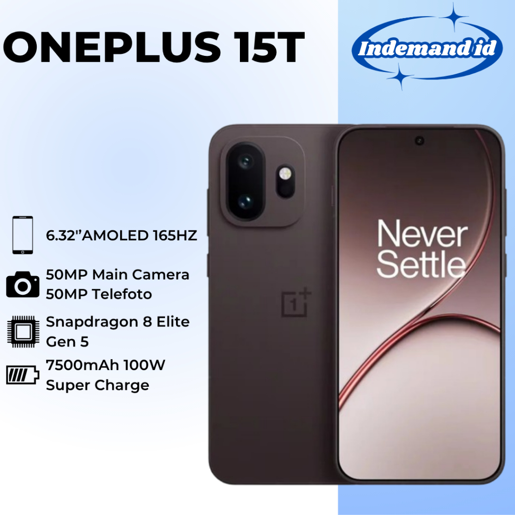 OnePlus 15T 5G 6.32"AMOLED 165HZ Snapdragon 8 Elite Gen 5 7500mAh 100W 50MP Dual Camera