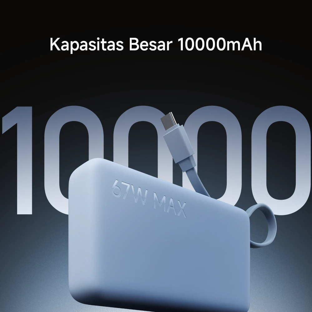 Xiaomi 67W Power Bank 10000mAh (Integrated Cable) / Fast Charging 67W & Self-Charging 65W / Layar Digital untuk Indikator Baterai Instan / Triple Port untuk Isi Multi Perangkat Sekaligus / Powerbank [Xiaomi Official Store] - Gambar 4