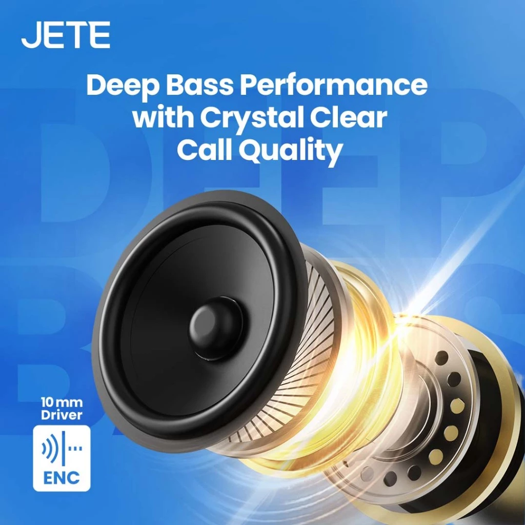 Headset Bluetooth JETE NS1 Wireless Earphone ENC Sport Neckband TWS Hedset Headphone Bluetooth Earbuds With Mic - Gambar 3