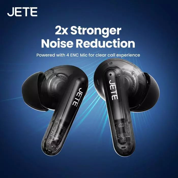 TWS JETE TS1 Headset Bluetooth V6.0 ANC NOISE CANCELLING IPX4 Super Bass Wireless Earphone Gaming mode ENC 4 Mic Type C charging (RTL) - Gambar 3