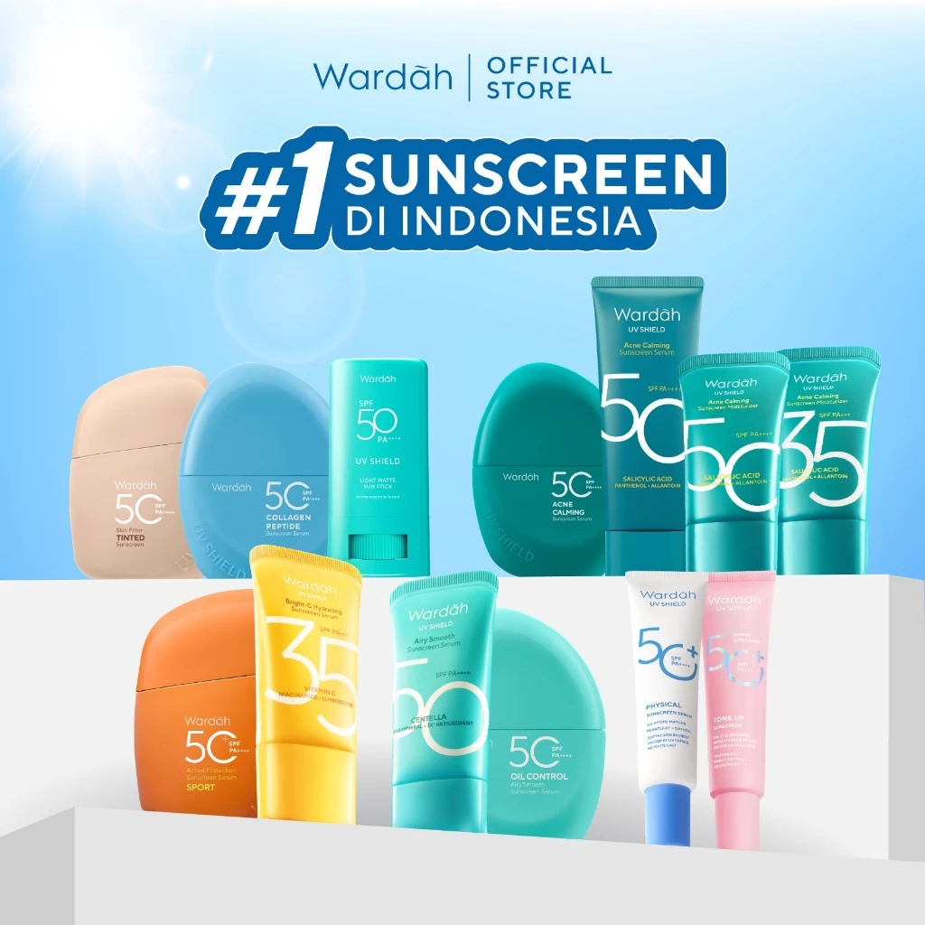 Wardah Sunscreen UV Shield All Series (Airy Smooth Essential Gel Acne Calming Aqua Fresh Tone Up Physical) Sunscreen SPF 50 PA SPF 35 PA Sunscreen No.1 Sunscreen of the Year - Skincare