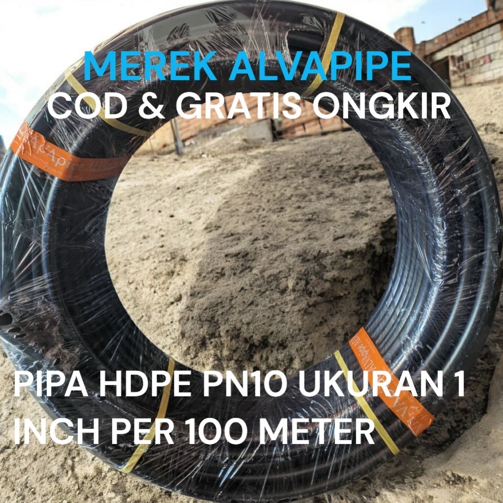 PIPA AIR HDPE PE100 PN10 UKURAN 1 INCH ECERAN 10M/20M/30M/40M/50M/100M ORIGINAL