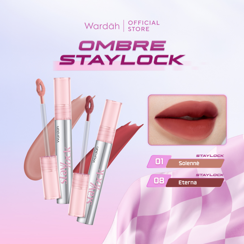 NEW SHADES ! DUO Wardah Staylock Lip Matte-Ombre StaylockxGlasting Liquid Lip-Duo Wearable Long lasting Lip Cream,Real Life Approved!-Lip Matte Ringan Nyaman Smooth FoodproofWaterproof Lipstick Lipcream IntenseTransferproof Tahan Lama Hingga 20jam*-Makeup - Gambar 2