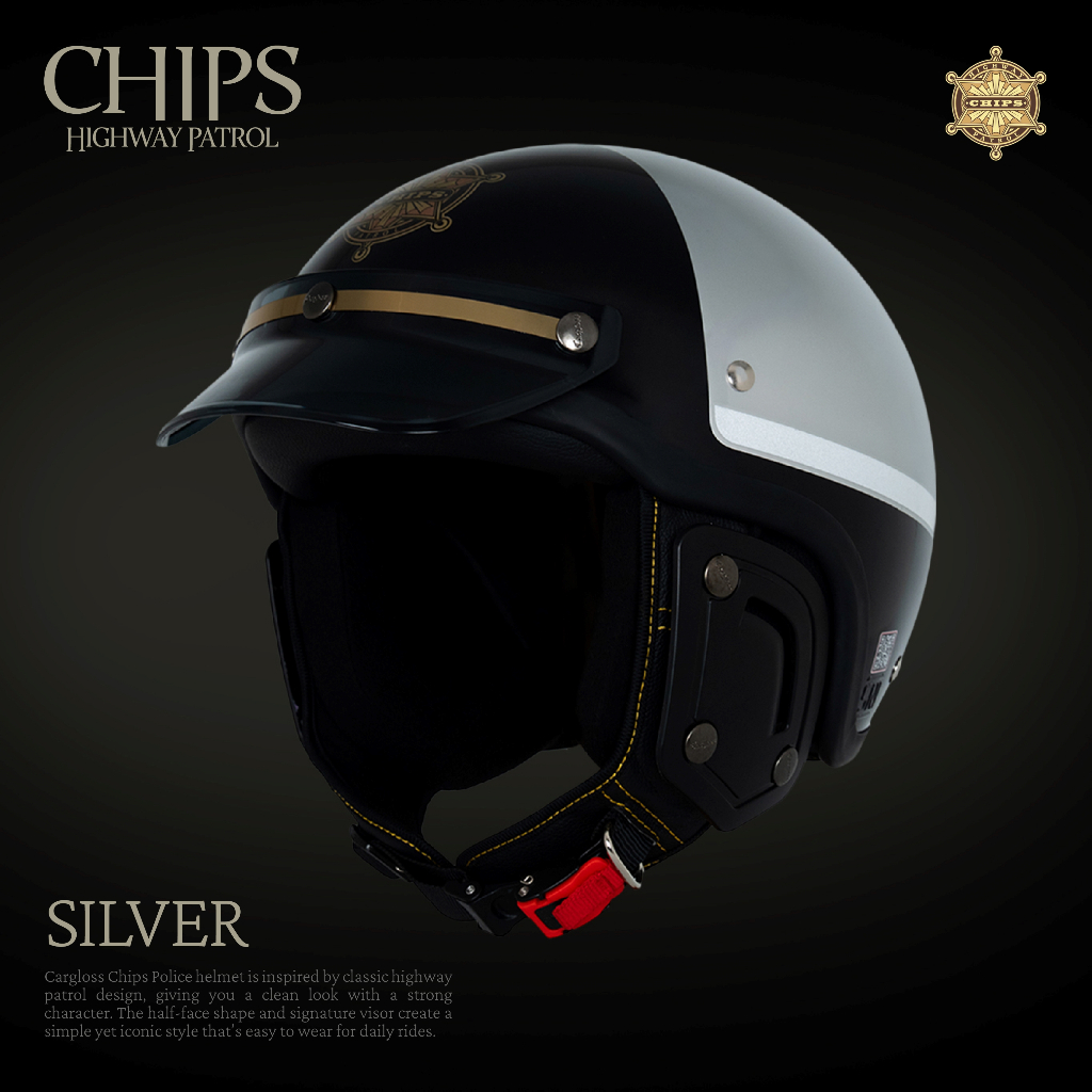 Cargloss CFS Chips Patrol Retro Helm Half Face - Silver