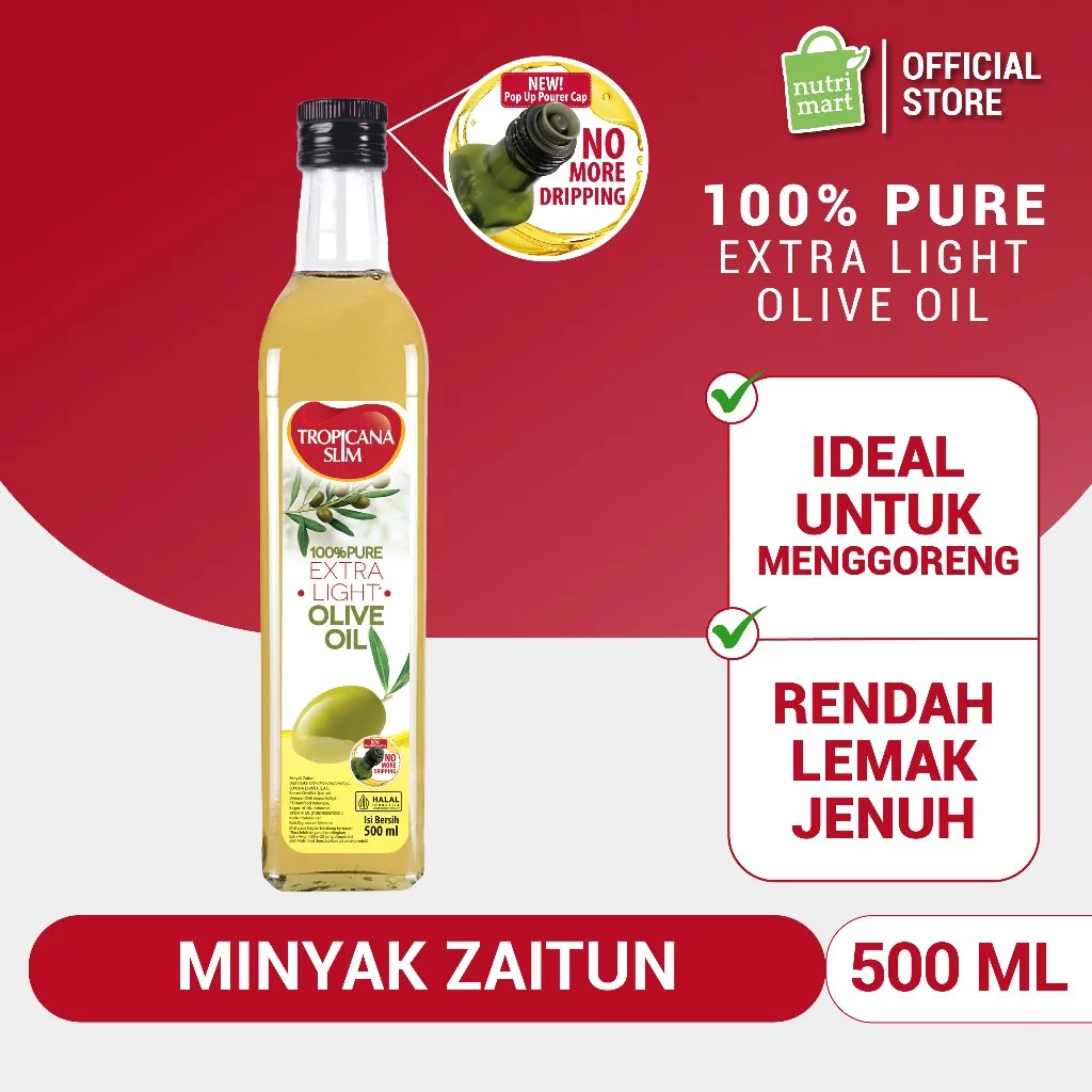 Tropicana Slim Extra Light Olive Oil 500 ml - Minyak Goreng Extra Light Olive Oil Lebih Sehat & Rendah Lemak Jenuh, Baik untuk Jantung