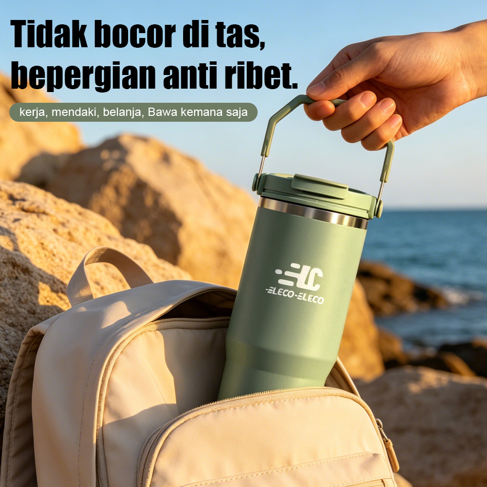 LECO LECO Water Bottle with Stainless Steel 316- 890mL dan 1200mL Tumbler Botol Air Minum Pegangan portabel untuk menambah dan menjaga suhu dingin, tahan panas dan dingin. - Gambar 4