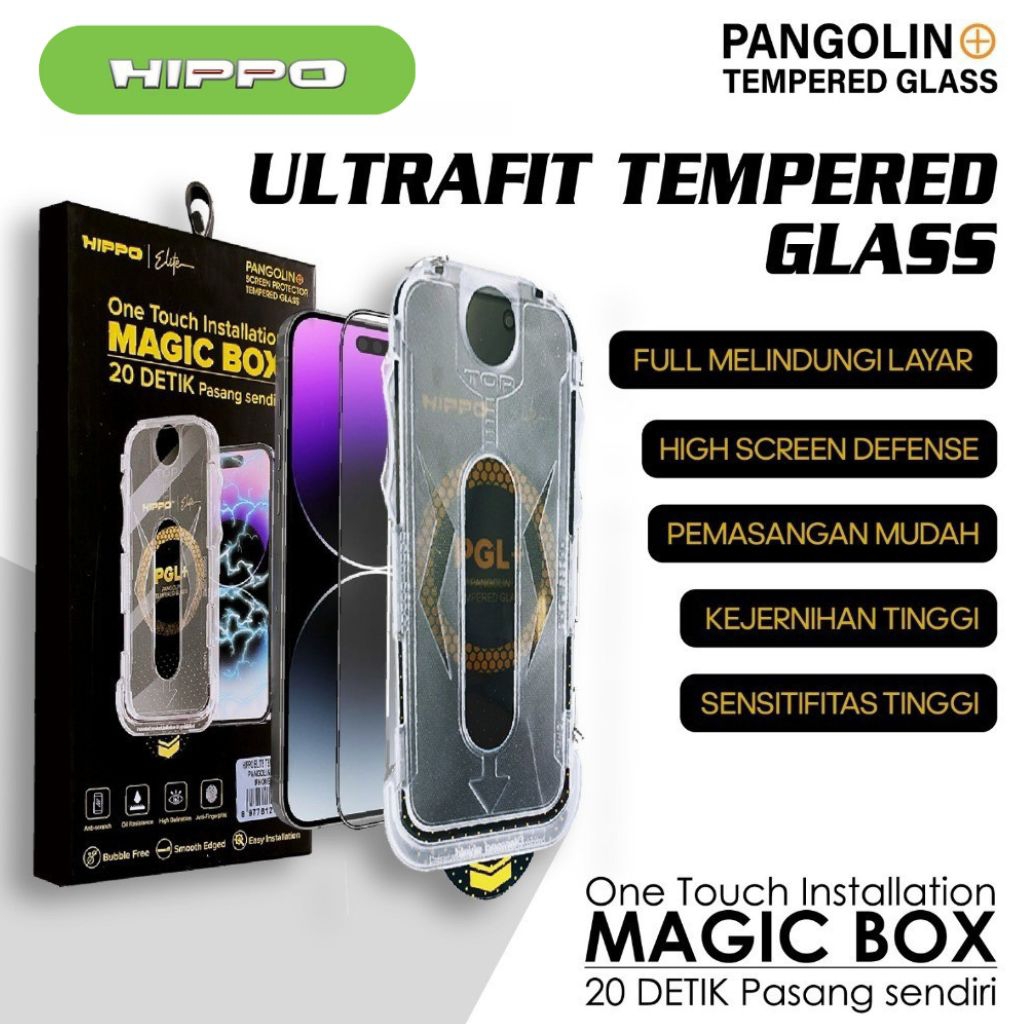 HIPPO ELITE PANGOLIN + FOR IPHONE 11 12 13 14 15 Pro Max Plus TEMPERED GLASS ULTRAFIT-CLEAR