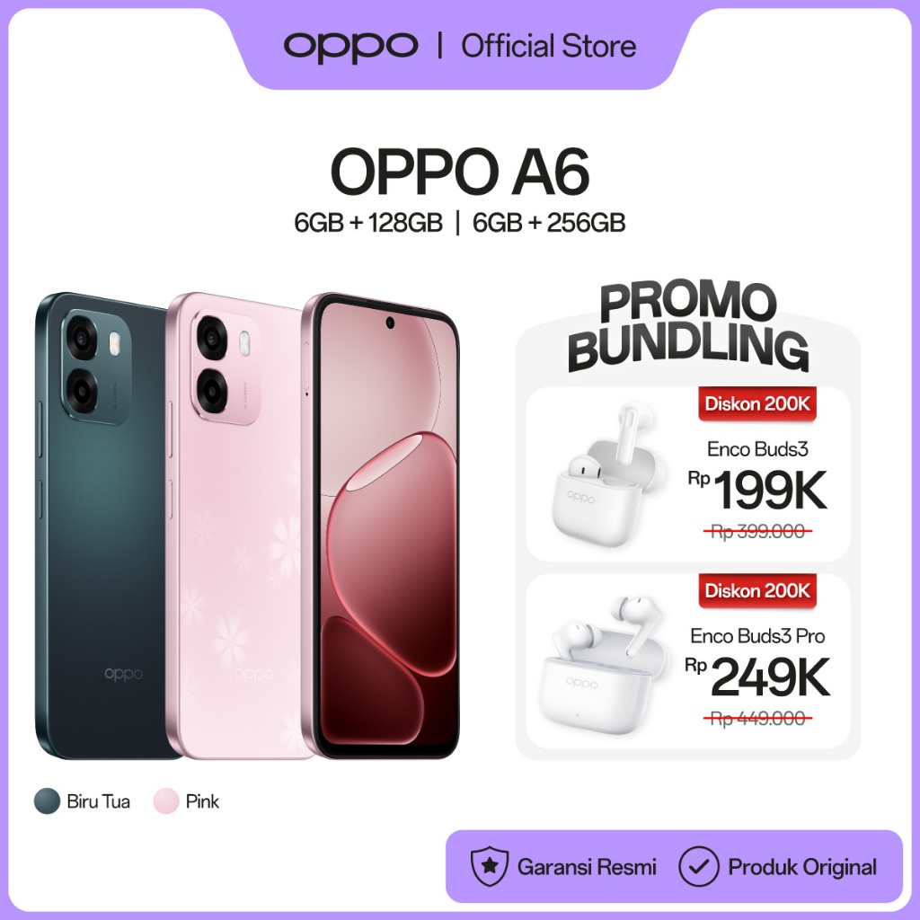 OPPO A6 6GB+128GB/256GB [7000mAh Large Battery 45W SUPERVOOC, IP69 Water & Dust Resistance, Snapdragon 685 4G,120 Hz Ultra High Refresh rate] - Gambar 2