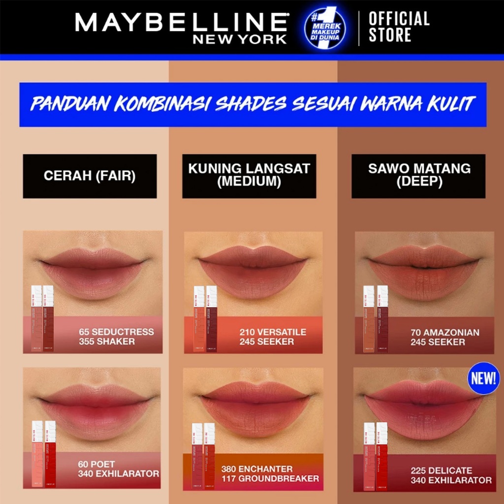 MAYBELLINE OFFICIAL Paket Hemat Superstay Matte Ink 2 pcs Ombre Set Lipstick - Long Lasting Lipstick Matte Waterproof Transferproof Lipstik - Gambar 3