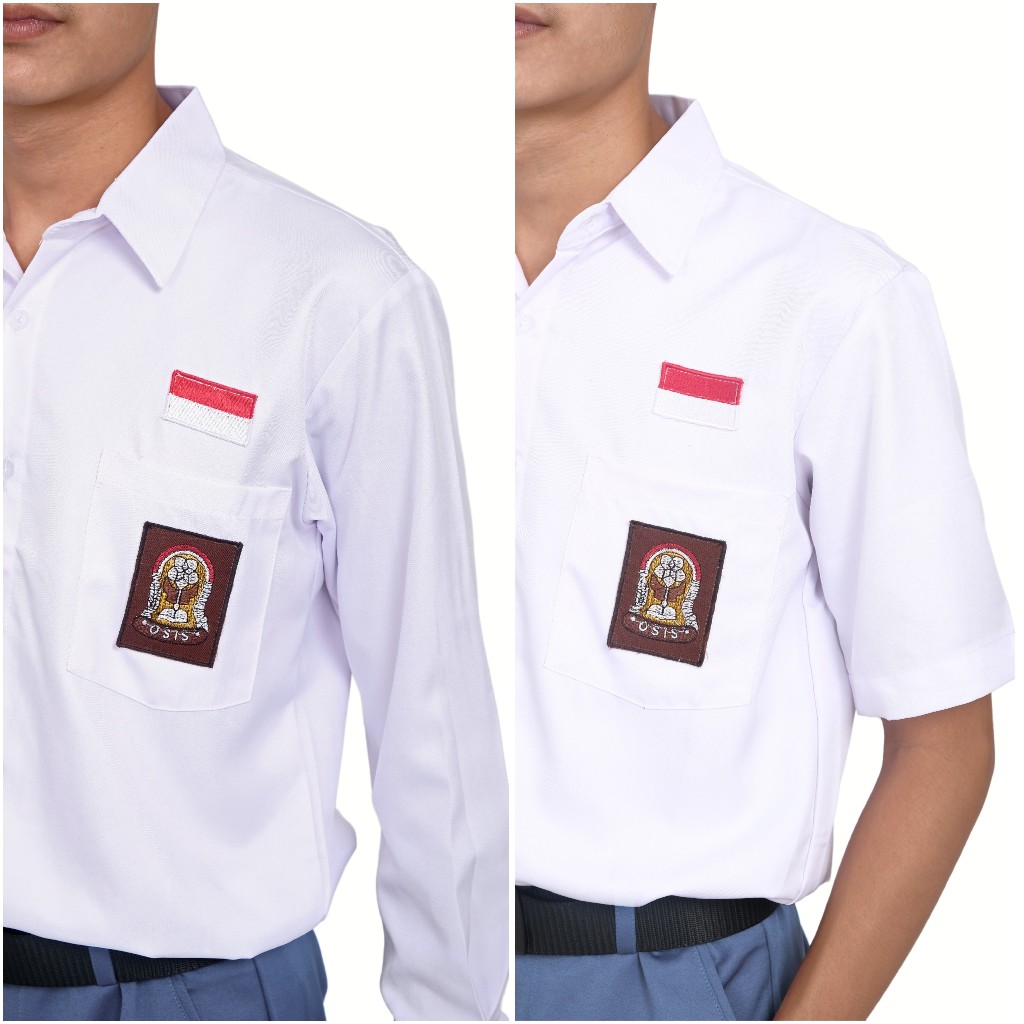 KEMEJA SERAGAM SEKOLAH SMA MA PENDEK PANJANG PRIA WANITA WARNA PUTIH BAHAN PREMIUM TEBAL - Gambar 4