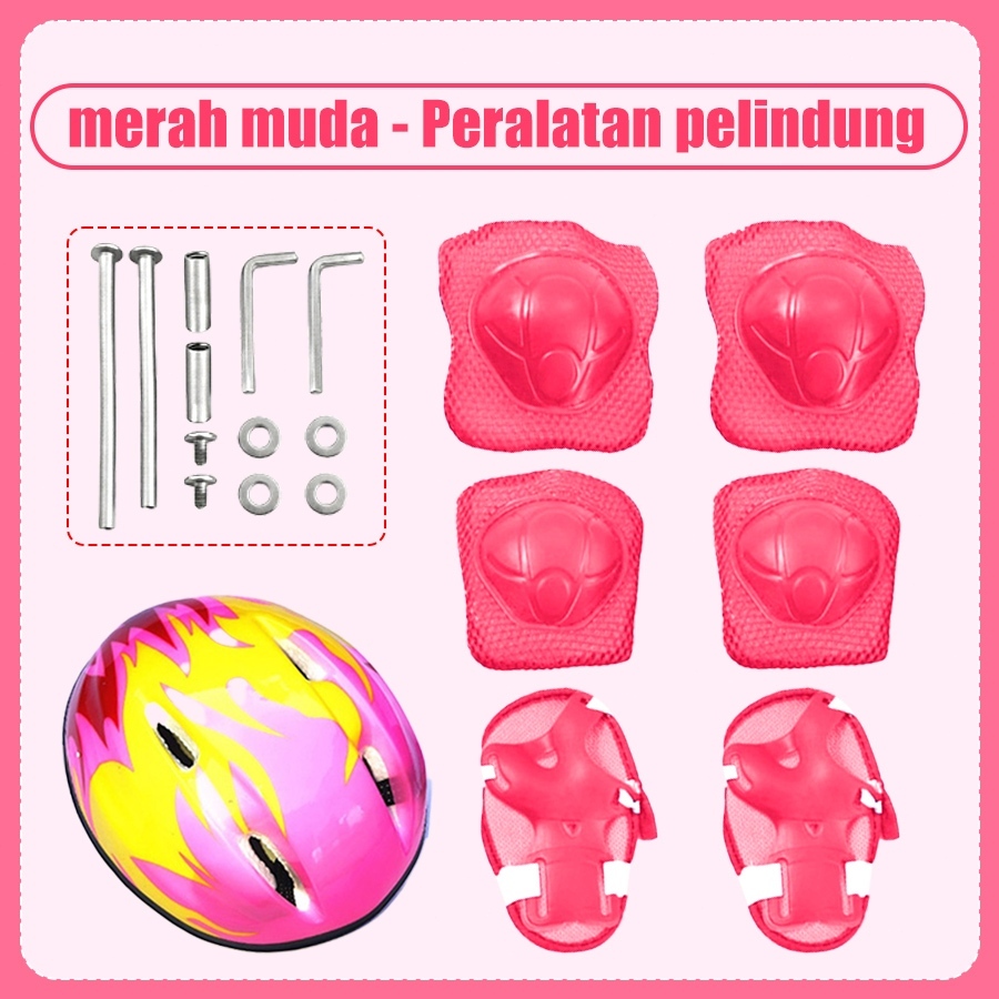 MATOUGUI Set Lengkap Pelindung untuk Anak Laki-laki & Perempuan - Pelindung Lutut & Pergelangan Tangan untuk Skateboard, Sepatu Roda, dan Balance Bike