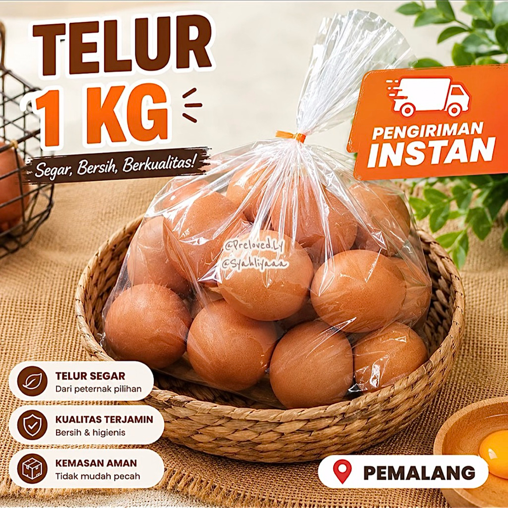 (INSTAN PEMALANG) Telur Ayam 1kg isi 15-18butir