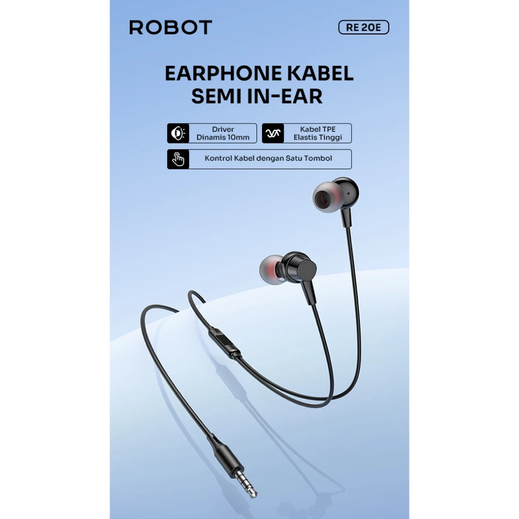 ROBOT RE20E Headset Wired Earphone Bass Smartphone - Gambar 3