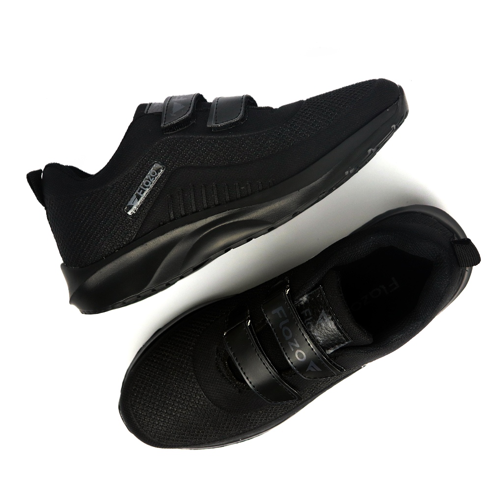 FLAZO - Sepatu Anak / Sepatu Sekolah Anak Laki dan Prempuan Sepatu Snaekers Anak Hitam Polos - Gambar 2