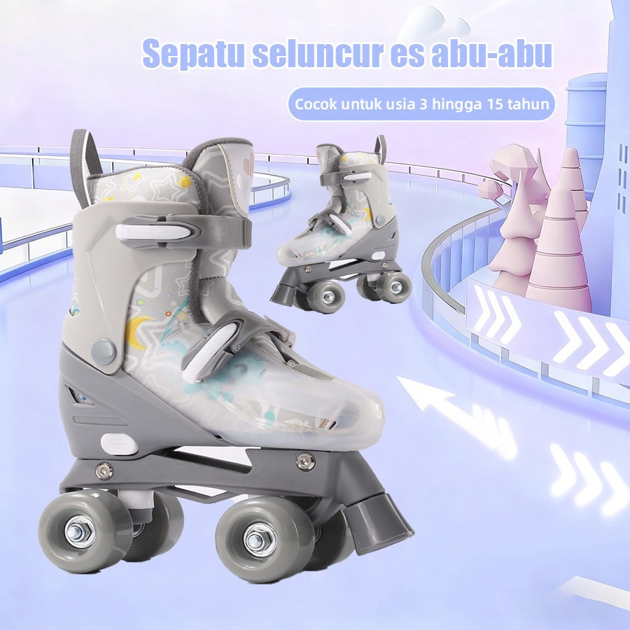 Matougui sepatu roda anak perempuan/sepatu roda Oxelo/sepatu roda dewasaa,lampu kedip/tidak licin/anti goyang/lnline skate/star/ukuran dapat disesuaikan/pu/gaya bajaj/mode skateboard - Gambar 3