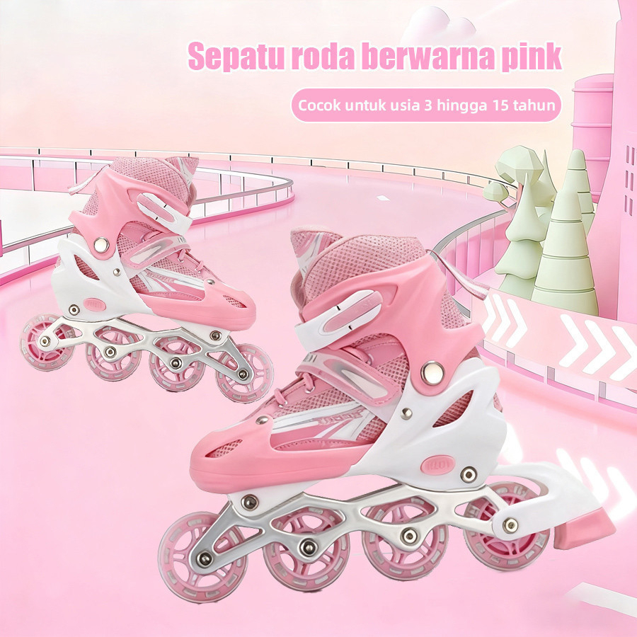 Matougui sepatu roda anak perempuan/sepatu roda Oxelo/sepatu roda dewasaa,lampu kedip/tidak licin/anti goyang/lnline skate/star/ukuran dapat disesuaikan/pu/gaya bajaj/mode skateboard
