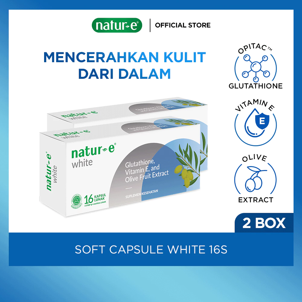 Natur-E Twin Pack Soft Capsule - White 16s x 2pcs - Suplemen Kecantikan Dengan Vitamin E & Glutathione - Membantu Menjaga Kesehatan Kulit dari Dalam - Gambar 3
