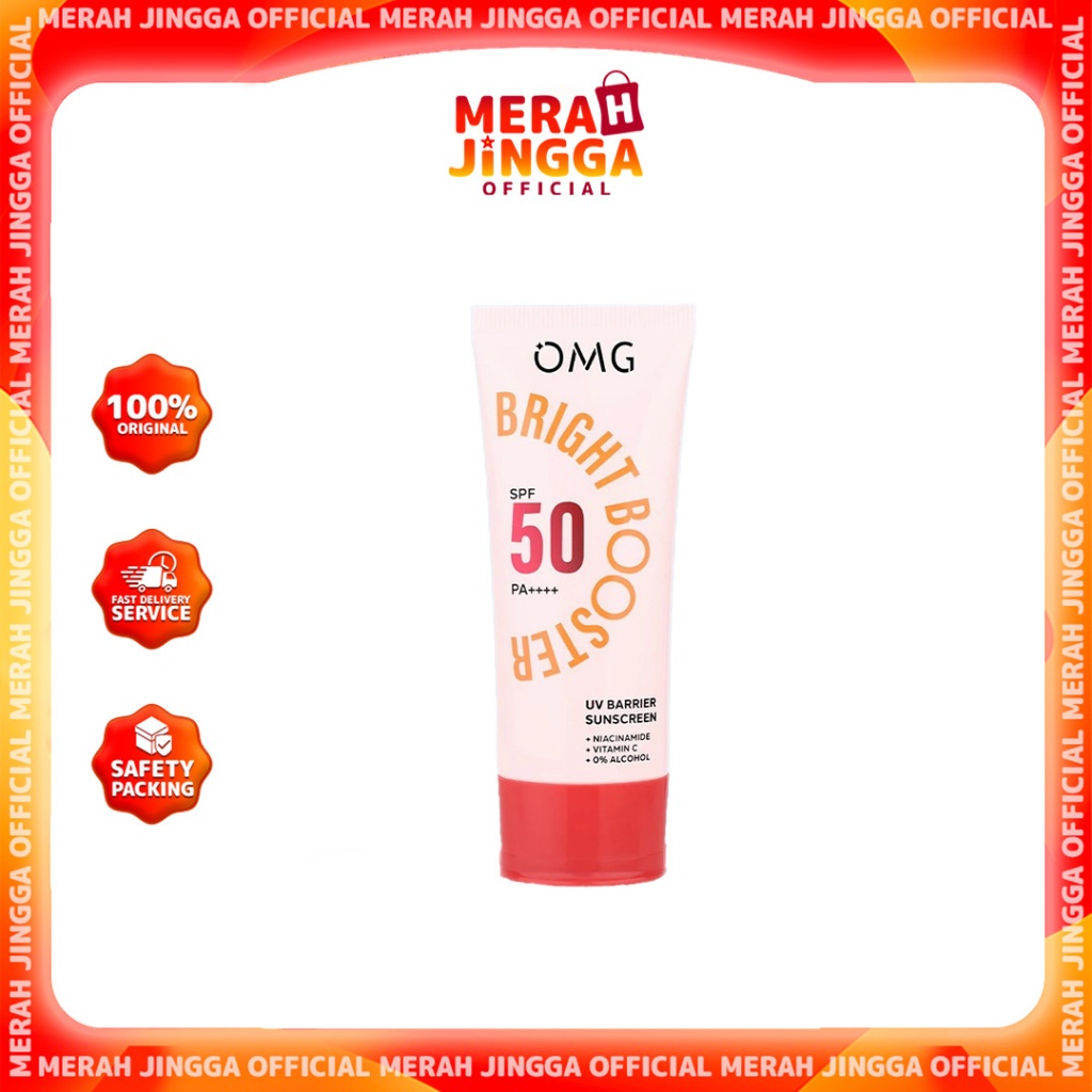 OMG Oh My Glow Bright Booster UV Barrier Sunscreen SPF 50 PA++++ 60ml / Merah Jingga Official