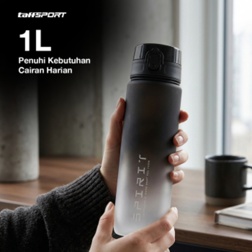 TaffSPORT Botol Minum Sport Water Frosted Bottle with Lanyard 1L - 8691 - Gambar 4