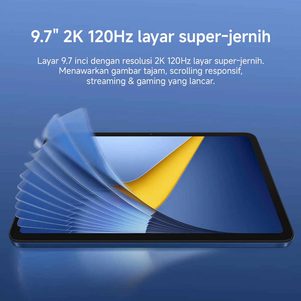 POCO Pad C1 (4GB/64GB) / 9.7" 2K 120Hz layar super-jernih / Baterai besar 7600mAh (typ) / Snapdragon® 6s 4G Gen 2 / Ditenagai Xiaomi HyperOS 3 / Tablet android [Xiaomi Official Store] - Gambar 3