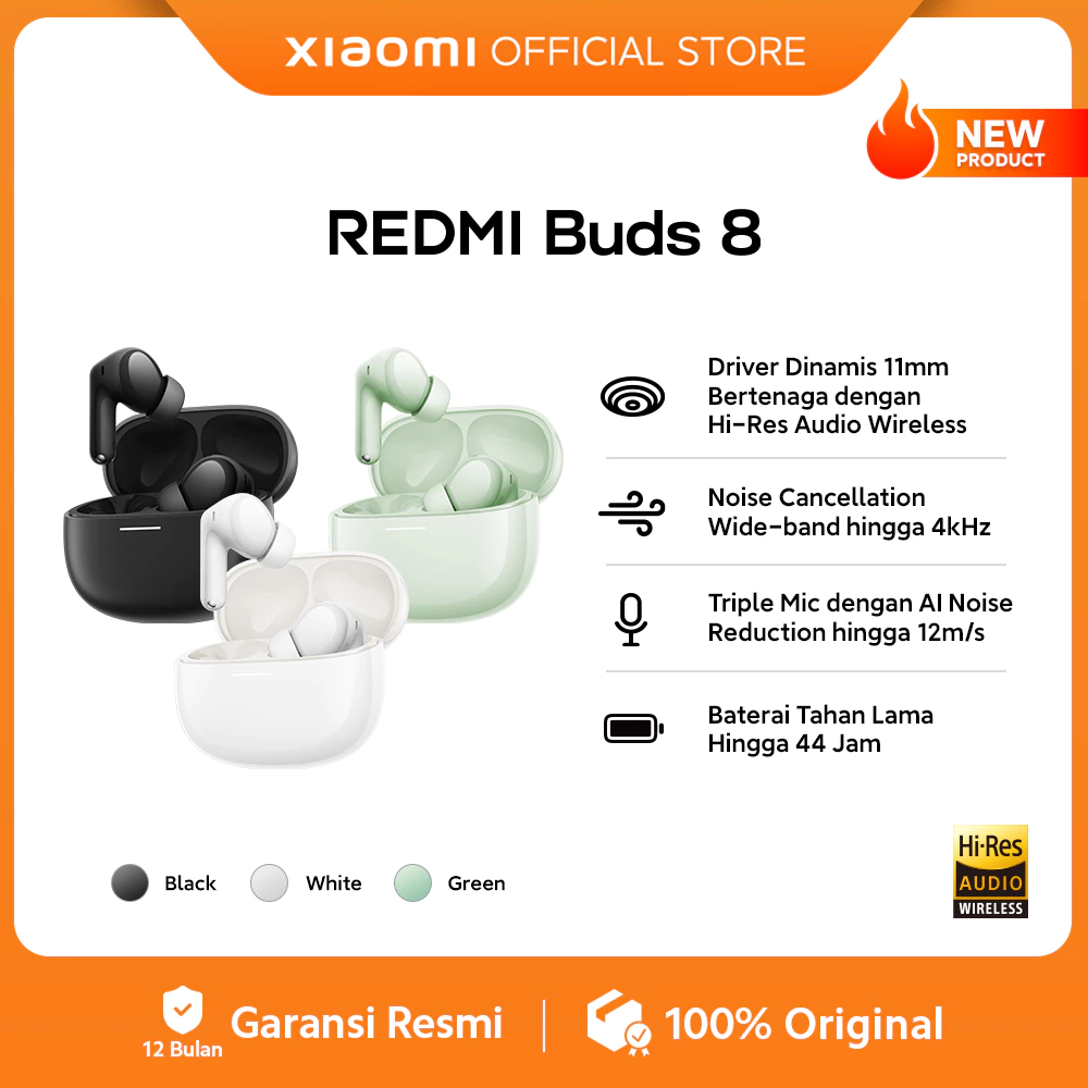 Xiaomi Redmi Buds 8 | Driver 11mm untuk Suara Detail & Bertenaga | Noise Cancellation Wide-band hingga 4kHz | Triple Mic dengan AI Noise Reduction hingga 12m/s | Baterai Tahan Lama Hingga 44 Jam [Xiaomi Official Store] - Gambar 2