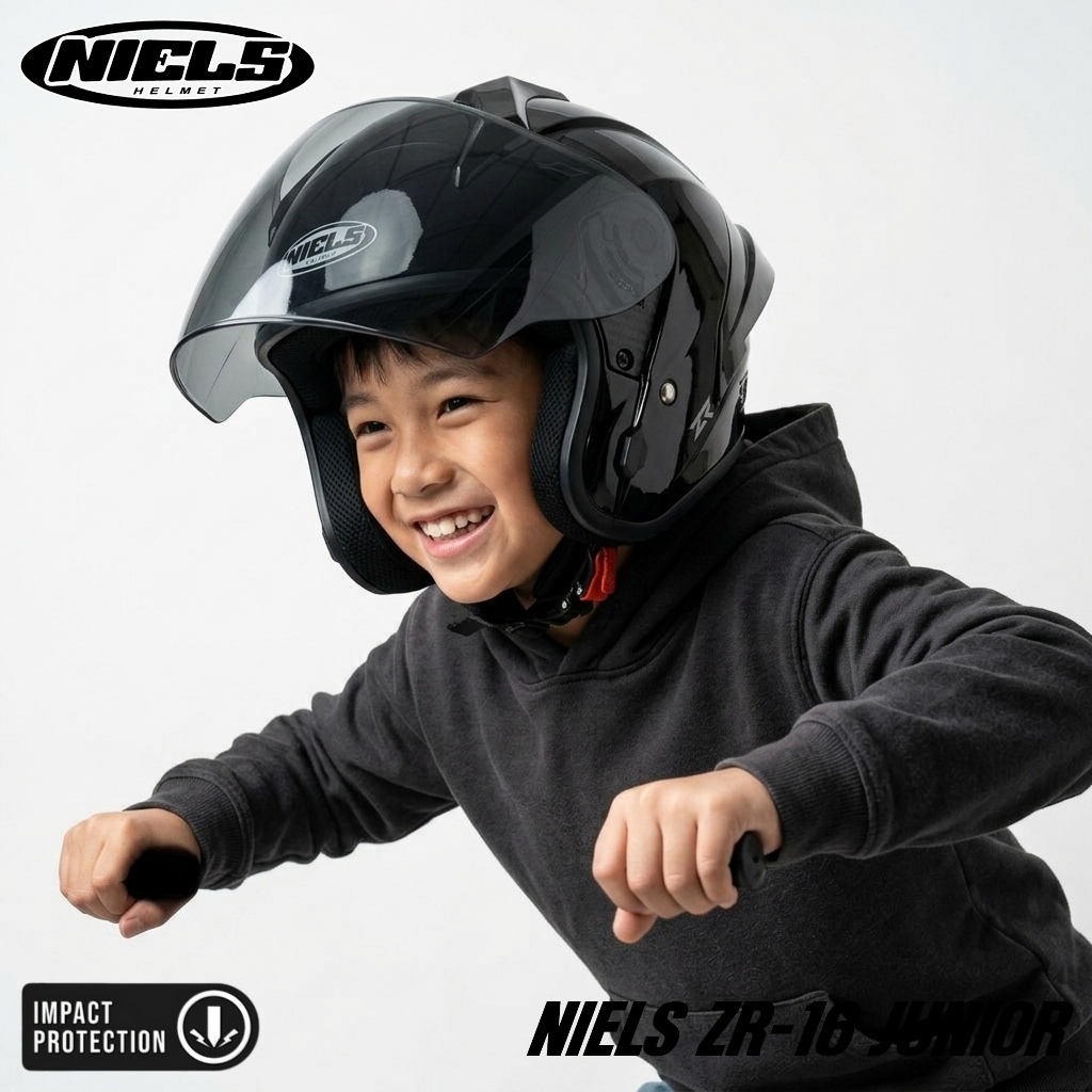 NIELS - Helm Half Face ZR16 Junior Untuk Anak 2 - 8 Tahun SNI Motorcycle - Gambar 3