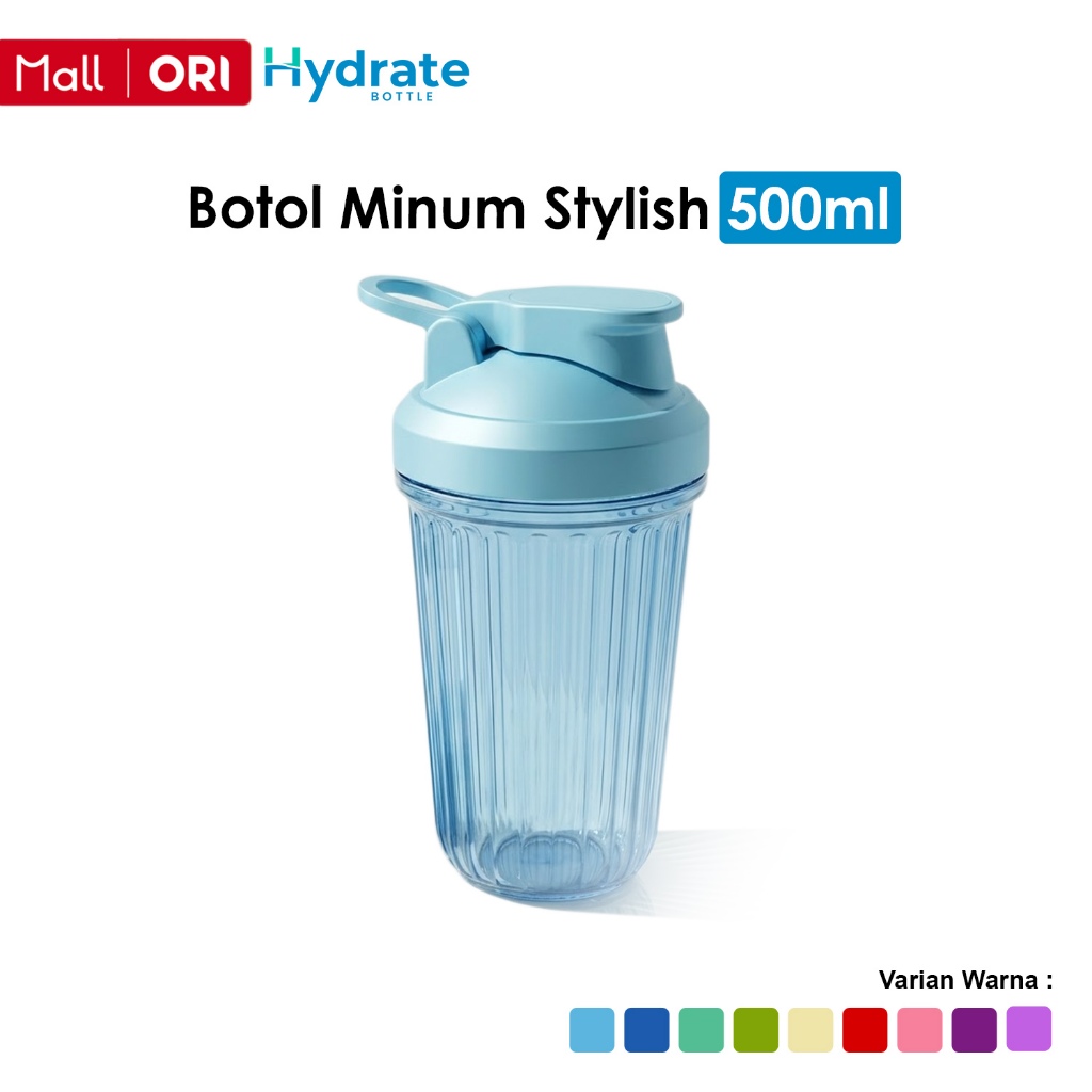 HYDRATE - Botol Air Minum Shaker 500ML SAN BPA FREE Tumbler Water bottle Flip Aesthetic Bening V18A1