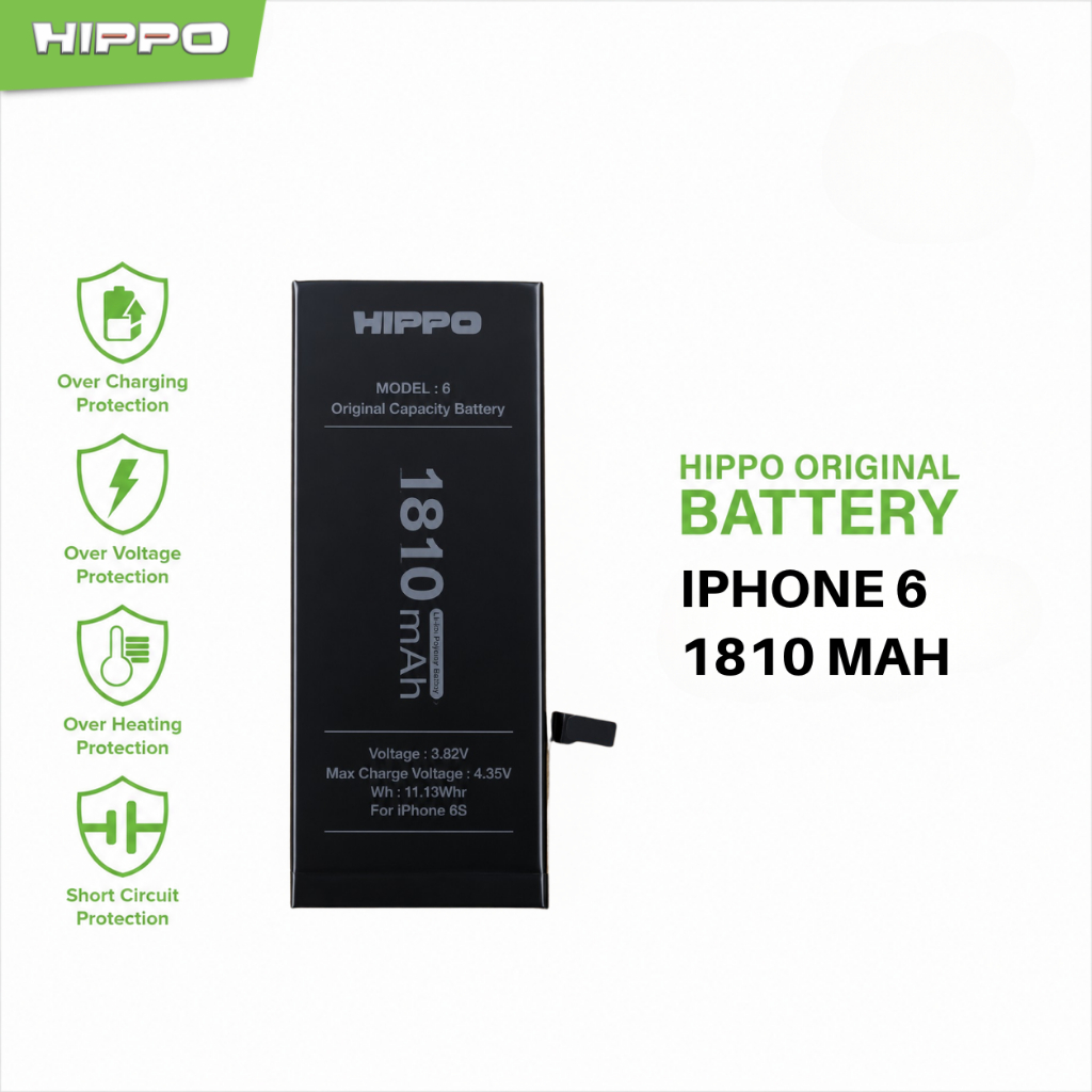 Hippo Baterai Baterry 100% ORI Baterai iPhone 6 1810mAh Original Batere Premium Batu Batre Batrai Handphone Garansi Resmi