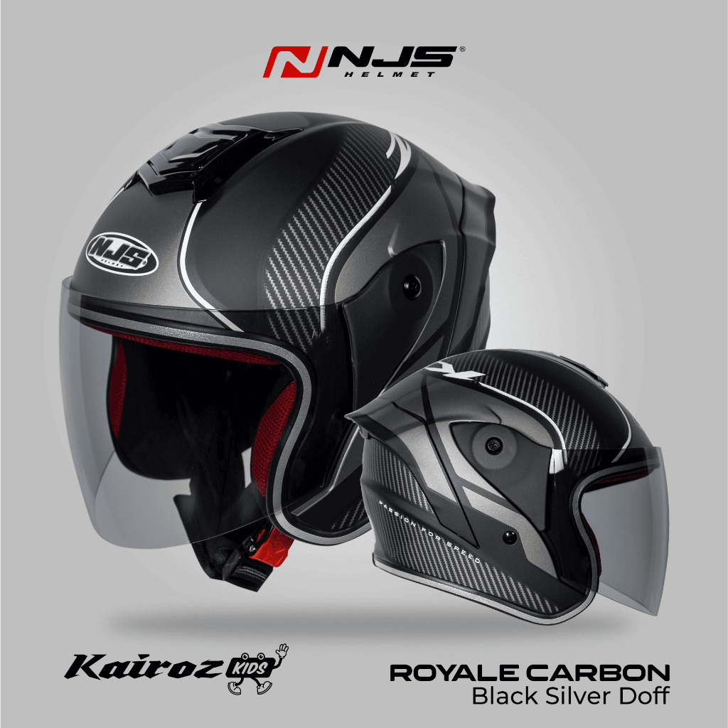 NJS Kairoz Kids Royale Carbon (FREE Mainan Anak) - Helm Anak Half Face / Helm Anak / Kairoz Anak / Helm Anak Motif / Kairoz Anak Motif / NJS ORI / SNI - Gambar 4