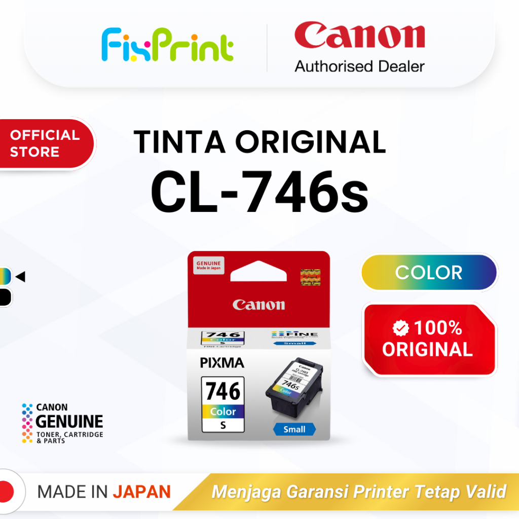 FixPrint 100% ORIGINAL Tinta Canon CL 746 Small Color - Printer MG2570s TS207 TS307a TS707 TR4670s - Tinta Asli