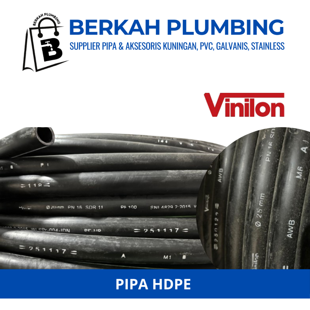 Pipa HDPE 1meter PN10 dan PN16 Merk VINILON Kuat