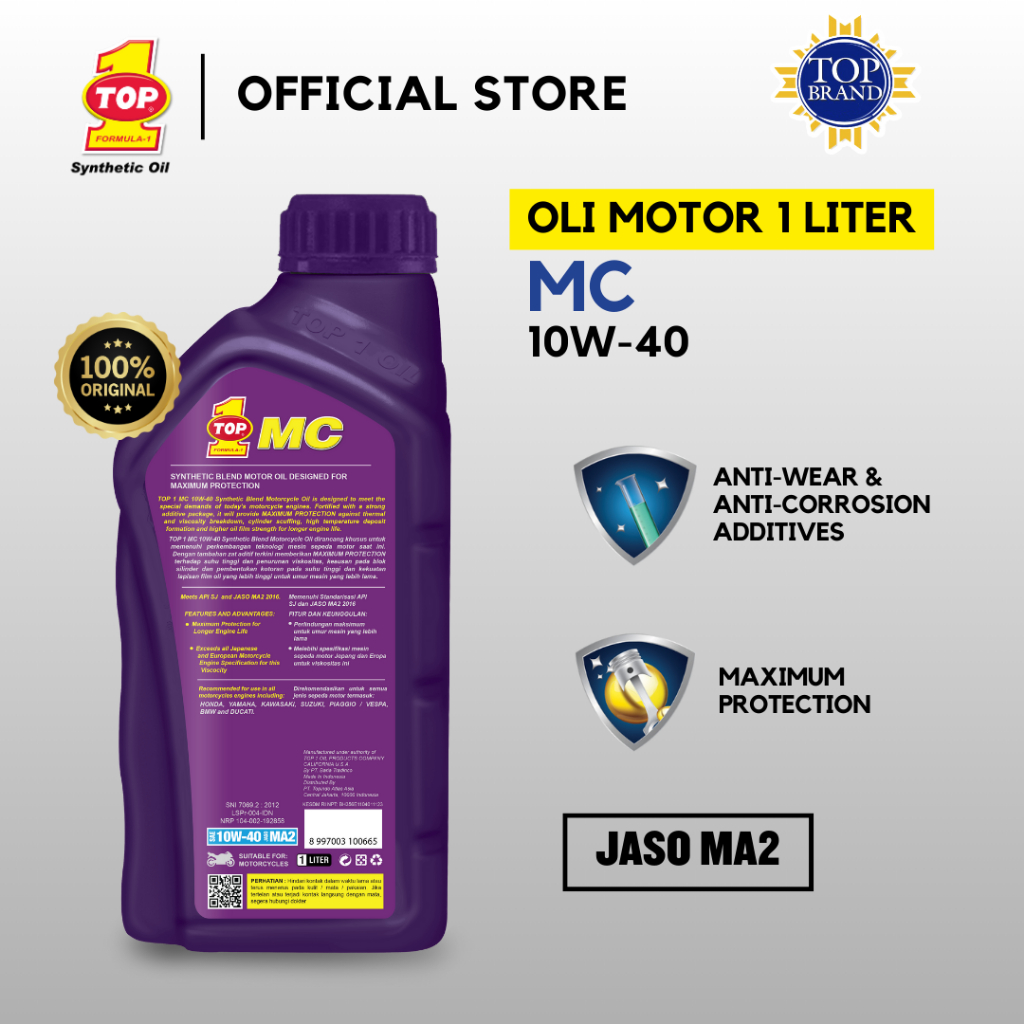 TOP 1 Oli Motor SMO MC SAE 10W-40 1L - Gambar 2