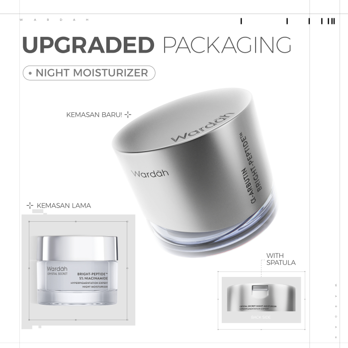 WARDAH Crystal Secret Bright-Peptide 5% Niacinamide Hyperpigmentation Expert Night Moisturizer - Menutrisi, Mencerahkan, Meratakan Warna Kulit, Menyamarkan Flek dan Bekas Jerawat, Samarkan Kerutan dan Garis Halus, Mengurangi Kemerahan - Skincare - Gambar 4