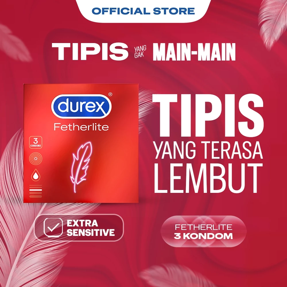 Durex Fetherlite - 3s (Kondom Pria Tipis Yang Terasa Lembut Dengan Extra Lubricant, Nikmati Kedekatan Dengan Pasangan Tanpa Mengorbankan Keamanan. Alat Kontrasepsi)