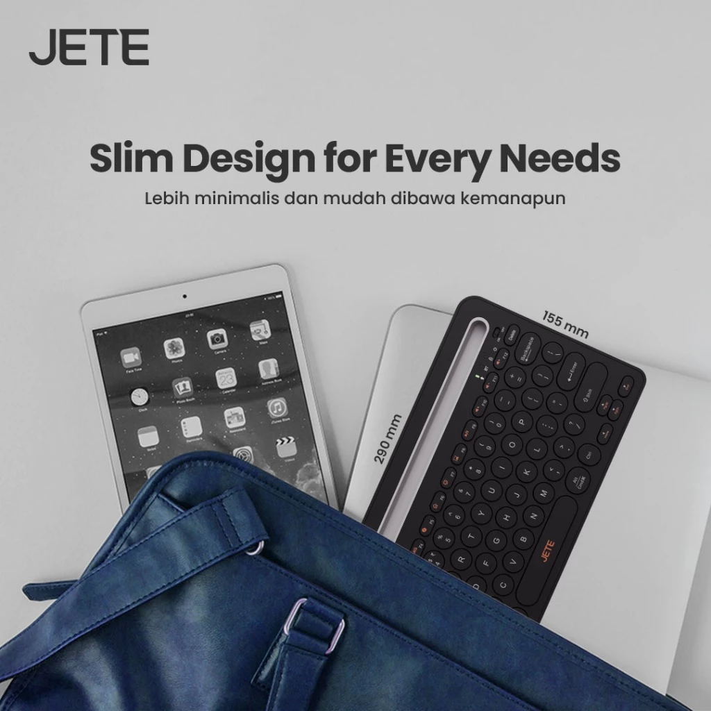 Keyboard Wireless Bluetooth JETE SK101 Multi Devices with USB Dongle Compatible IPad, Smartphone, Android, Laptop with Holder HP Tablet (RTL) - Gambar 4
