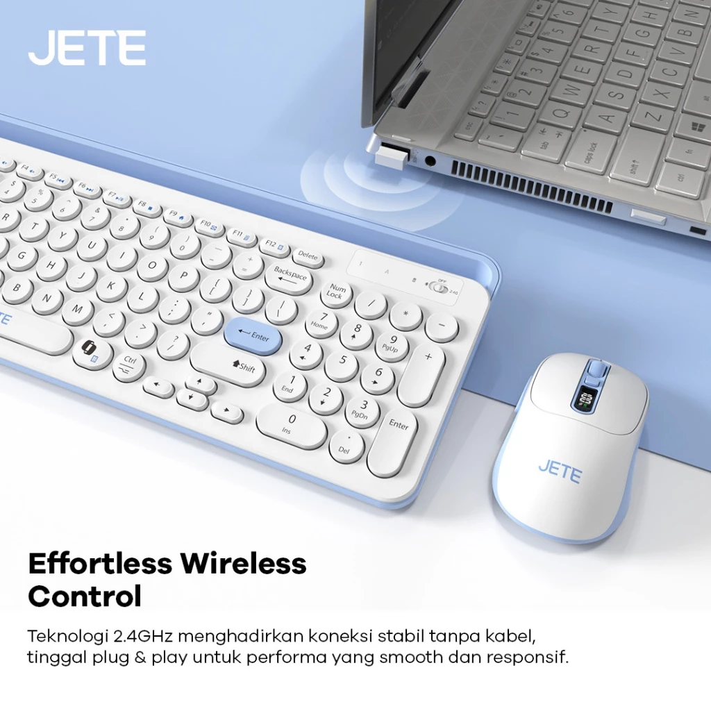 Keyboard Mouse JETE MKS201 Keyboard Wireless Mouse Tanpa Kabel 3200 DPI Bluetooth Mouse Keyboard PC Komputer Windows For iPhone iPad Android (RTL) - Gambar 2