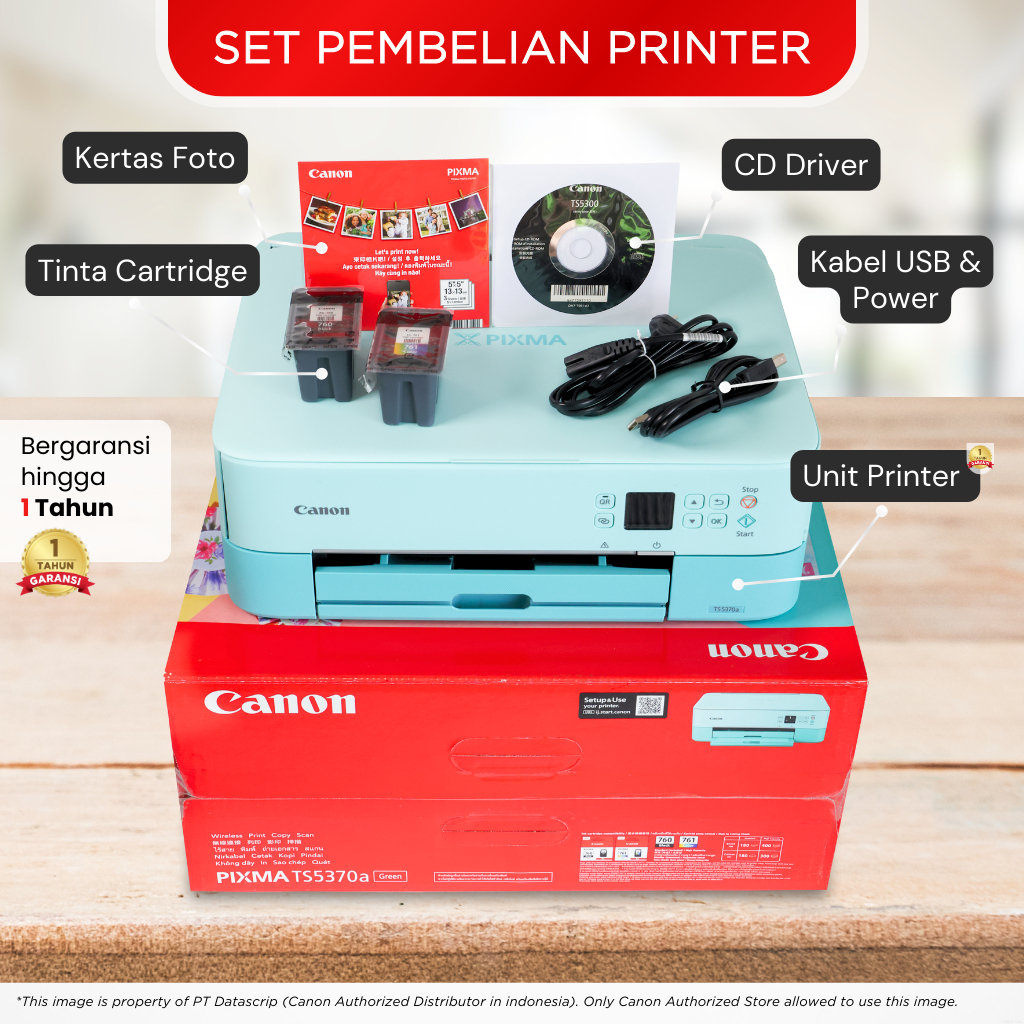 FixPrint Printer Canon TS5370A Hijau Green - Duplex Wifi All In One Print Scan Copy Wireless - Cetak Bolak Balik - Gambar 2