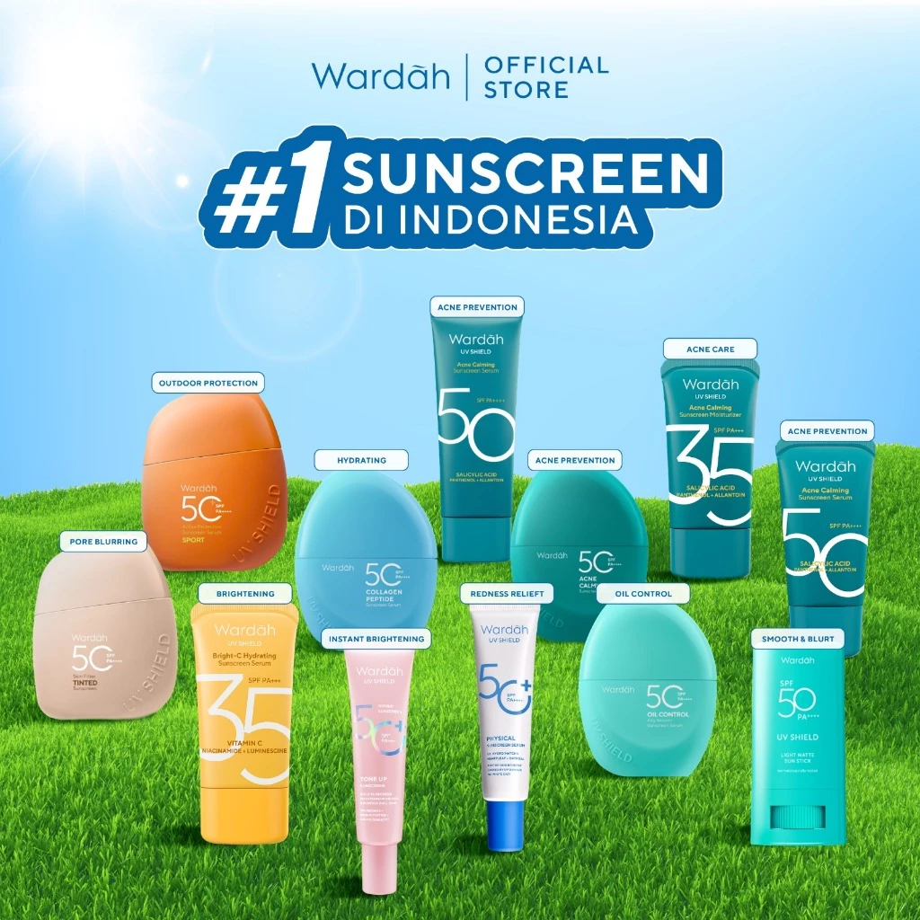 Wardah Sunscreen UV Shield All Series (Airy Smooth Essential Gel Acne Calming Aqua Fresh Tone Up Physical) Sunscreen SPF 50 PA SPF 35 PA Sunscreen No.1 Sunscreen of the Year - Skincare - Gambar 3
