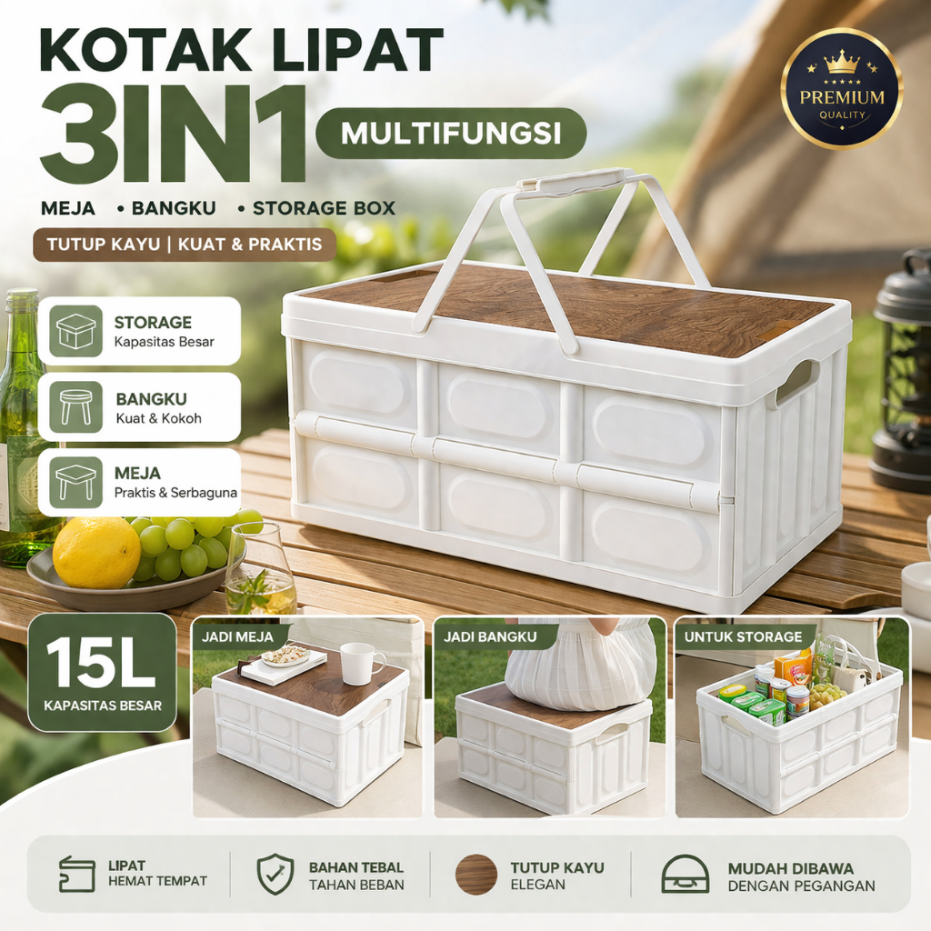 3-in-1 Multifunctional Folding Storage Box Camping Table Storage Box ...