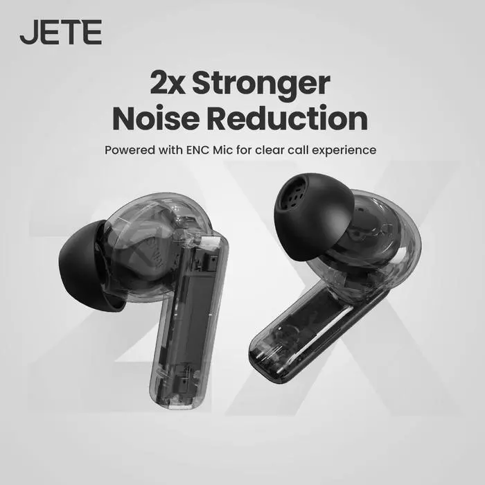TWS JETE TX6 Wireless Earphone with sliding case Headset Bluetooth V6.0 ANC NOISE CANCELLING IPX4 Super Bass ENC 4 Mic Type C charging (RTL) - Gambar 3