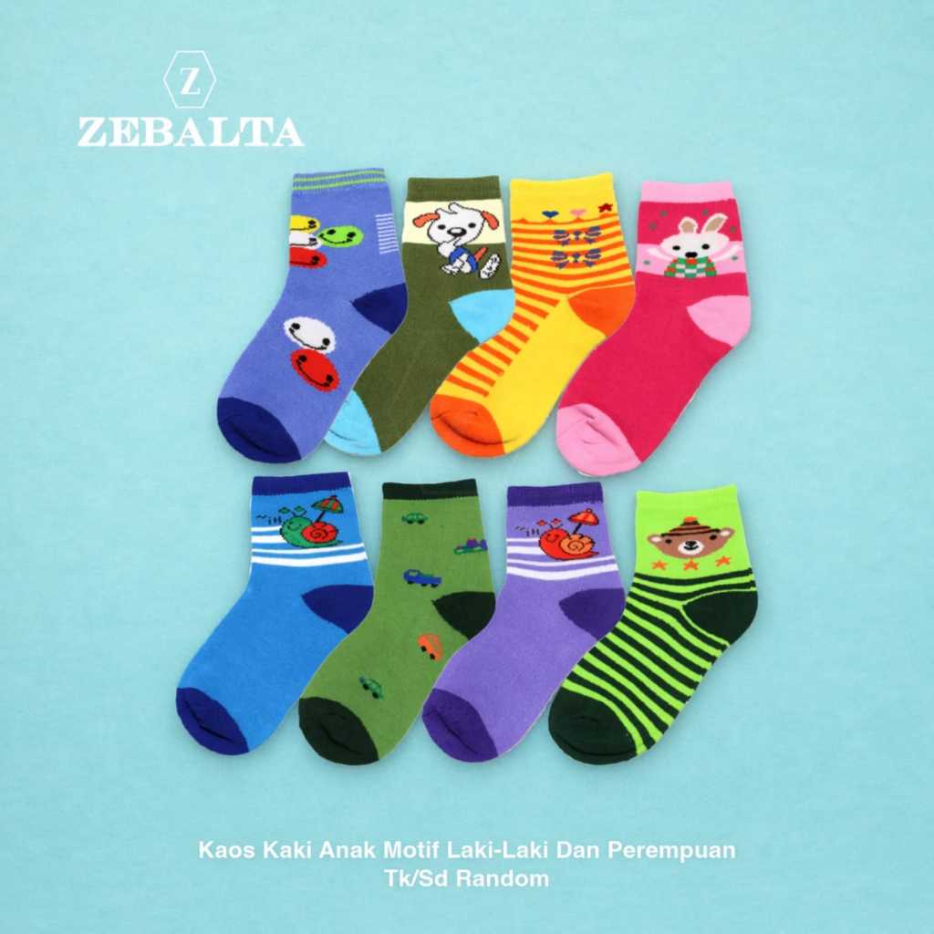 ZEBALTA - Kaos Kaki Anak Motif Laki-Laki Dan Perempuan Tk/Sd Random